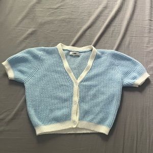 Baby blue and white crop top